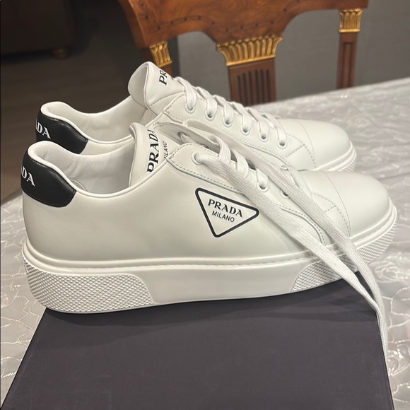 Prada White and Black Logo Sneakers - Picture 1 of 2